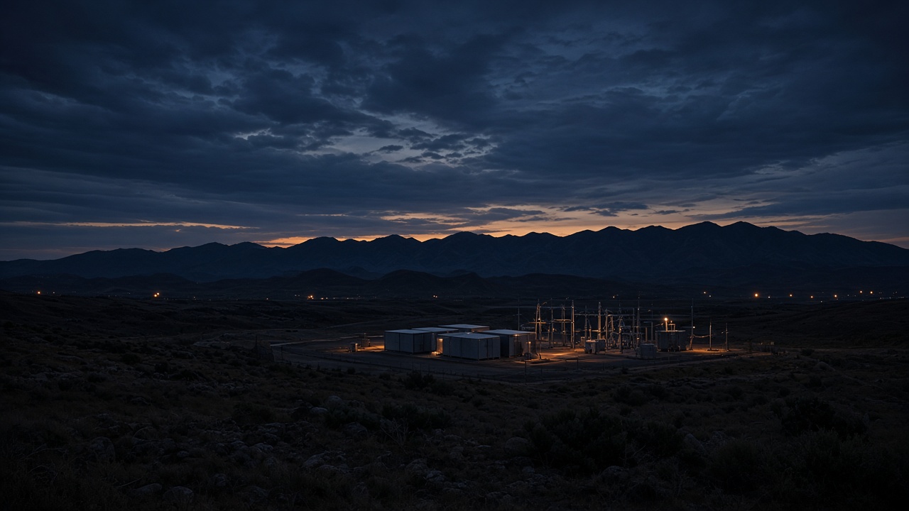 Concept rendering: dusk view of a small site against the Front Range in Colorado.