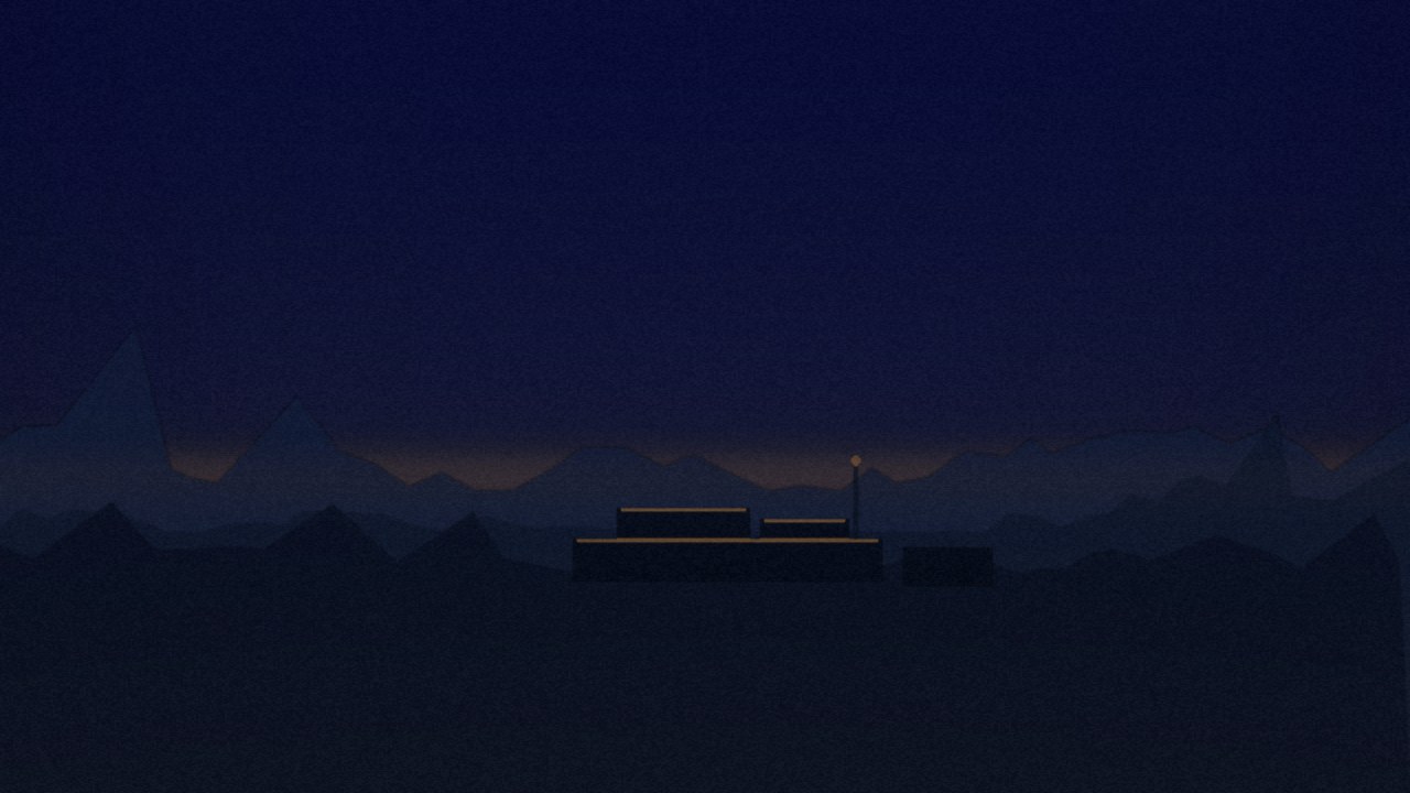 Concept rendering: planned facility silhouette against dark Front Range foothills at dusk with an amber horizon.